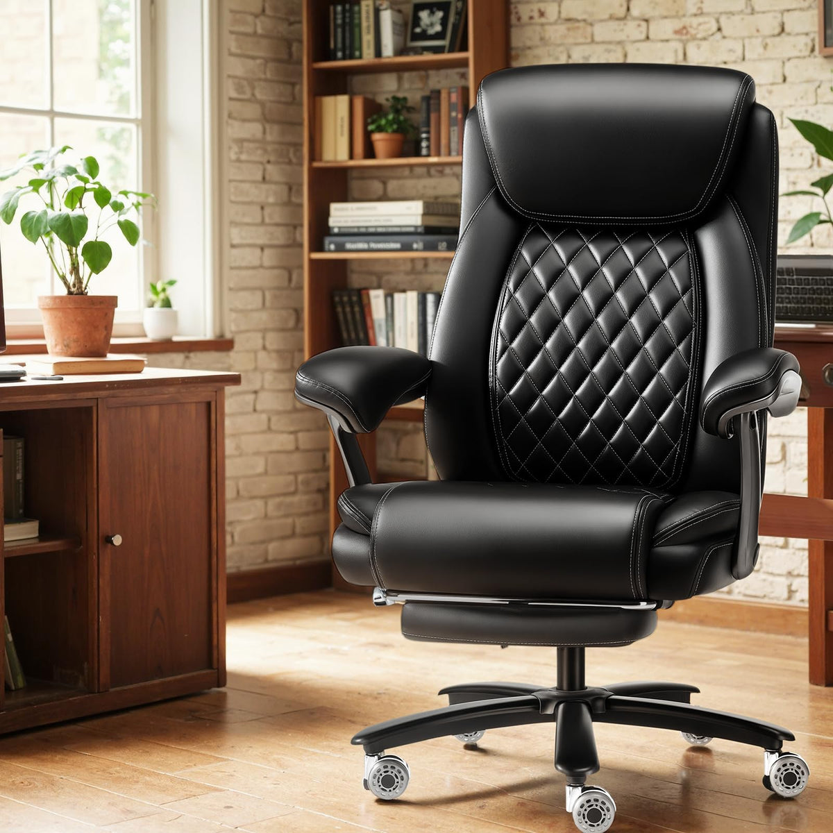 Indulgear 600lbs Large Heavy Duty Office Chair with Foot Rest,reclining Big and Tall Office Chair with Pocket Spring Cushion, Comfy High Back