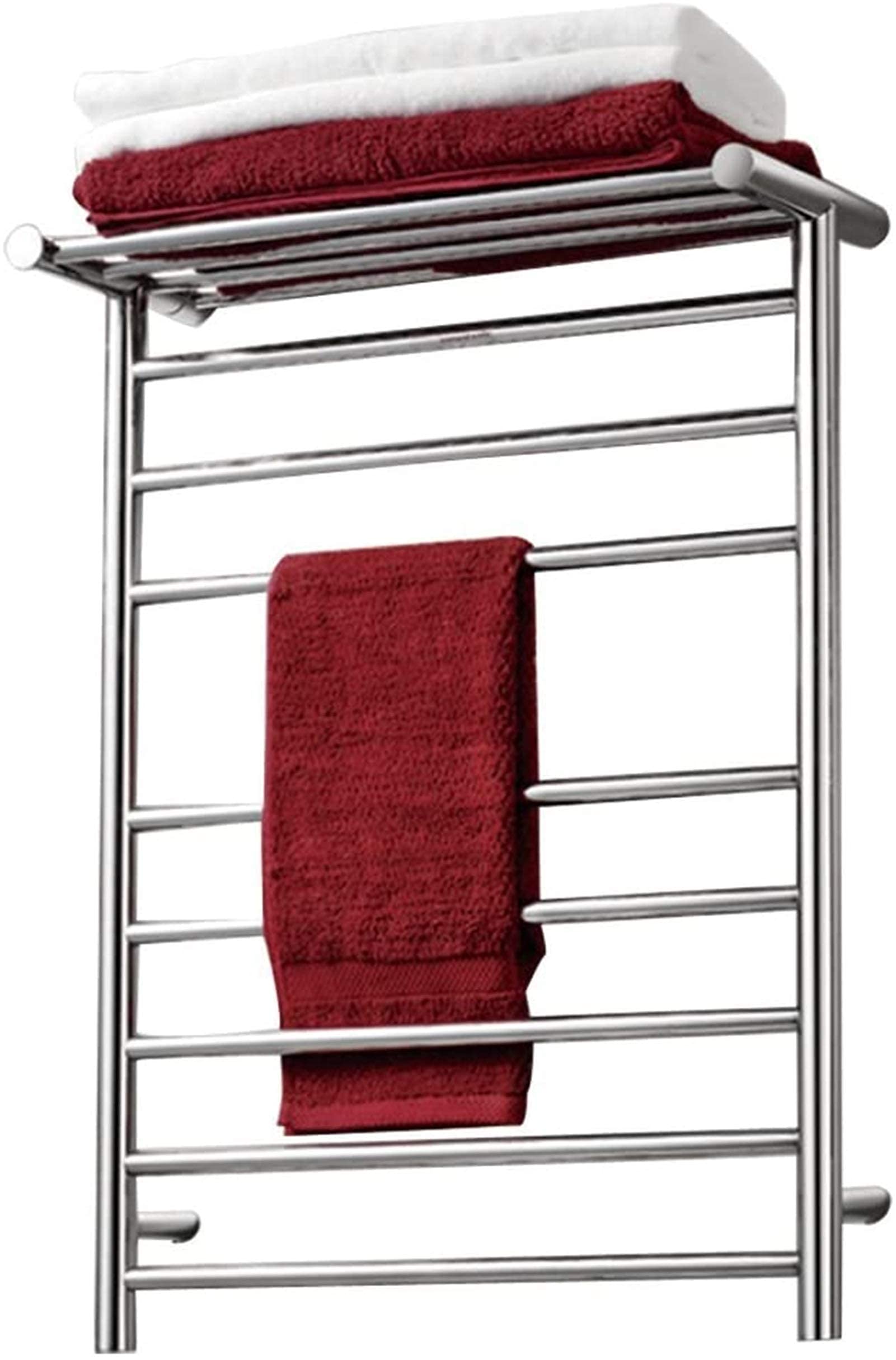 Heated Towel Rail Rails Towel Warmer,Electric Heated Towel Rack, Towel Heater Modern Wall Mounted with Top Shelf for Bathroom with On/Off Switch Bathroom Accessories (Color : Hardw