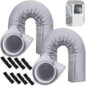 Air Conditioner Hose Cover Wrap - AC Hose Duct Vent Cover Sleeve Insulated Cover for Portable AC for 5" & 5.9" Diameter Exhaust Hoses Tube (Gray, 2 Pcs)