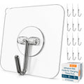 GLUIT Adhesive Wall Hooks for Hanging Heavy Duty 22 lbs Hooks for Walls No Drill, Towel Sticky Clear Hook, Waterproof, Home, Bathroom, Kitchen, Office, and Outdoor 12 Pack