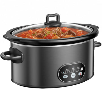 NEWBULIG Slow Cooker 8 Quart, Large Slow Cooker, Ceramic Nonstick Coating, 3 Adjustable Temp Multi Cookers with Dishwasher Safe Stoneware Pot & Tempered Glass Lid, 35in Tangle Free Cord Wrap, Black