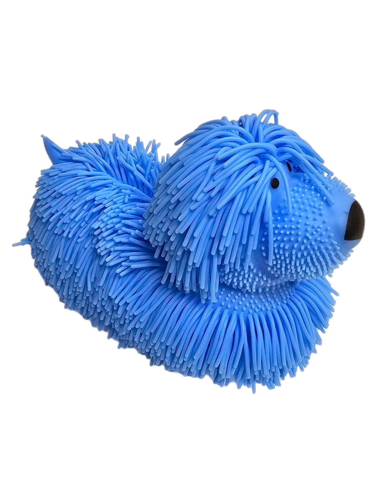 Zugar Land Soft Shaggy Puffer Dog Toy (1 Blue) (8" x 5") Filled with air for a Fun Squishy Stretchy Fidget Experience. Blue, Pink, White. (1 Blue)
