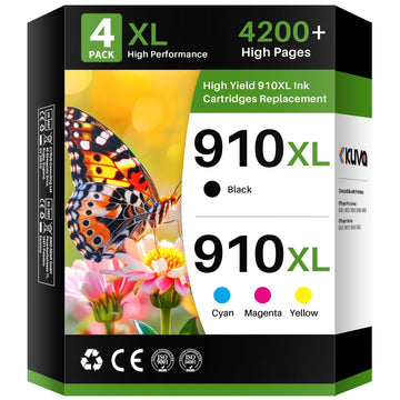 Kuva 910XL Ink Cartridges Combo Pack for HP OfficeJet Pro 8020 8025 | for OfficeJet Pro 8010 8015 8018 8022 8028 8030 8035 Series Printers (4 Pack)