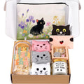 Cat Lover Gifts for Women, Cat Gifts for Women, Cat‘s Themed Gift for Christmas Mothers Day Birthdays, Funny Gift for Cats Lovers for Crazy Cats Lady Mom Daughters with Glass Cup Scented Candle Socks