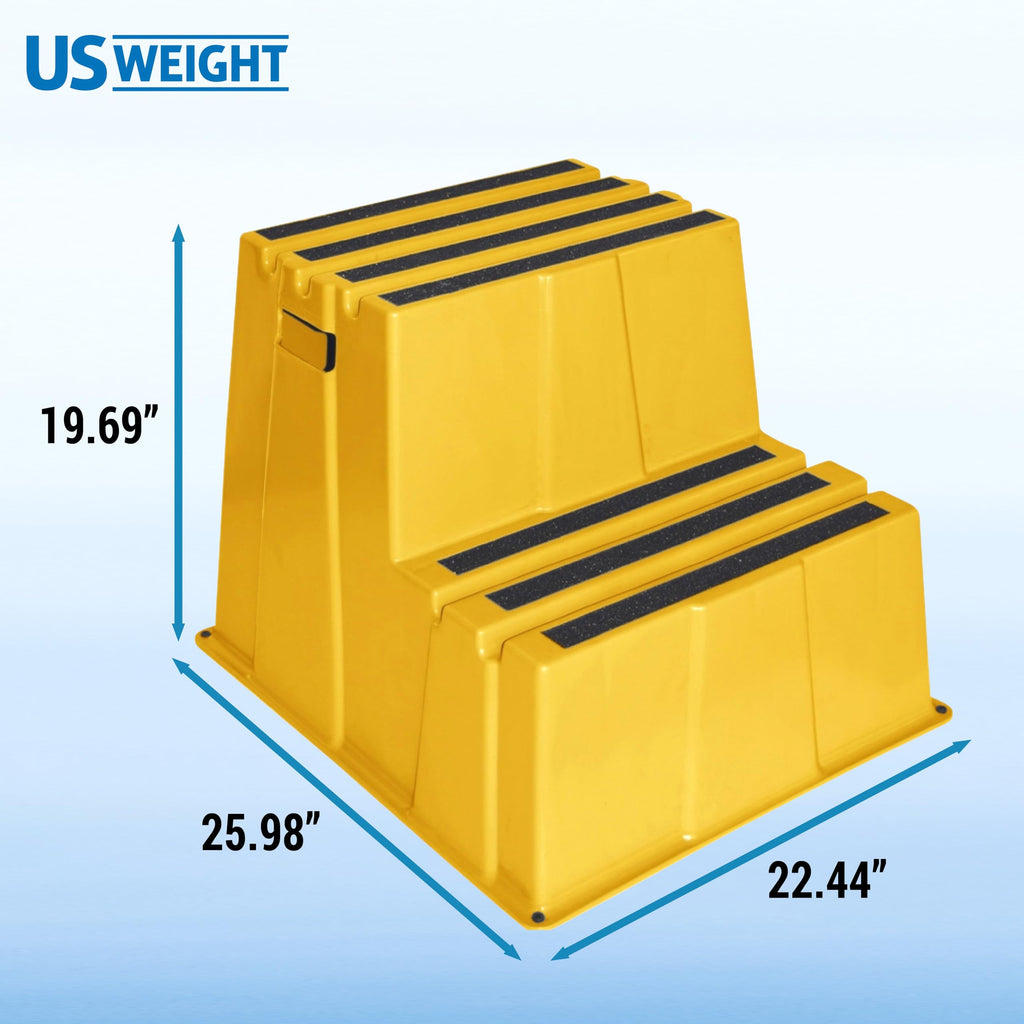 Us Weight High Visibility Yellow Safety Steps – Anti-slip Step Stools, 2-Step