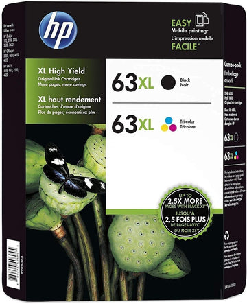 HP 63XL Combo-pack Original Black And Tri-Color High Yield Ink Cartridges