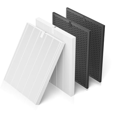 Leemone 5510 5520 Replacement Filter Q Compatible with Winix 5510, 5520 Air Purifier, 2 HEPA + 2 Activated Carbon Combo for Dust Pollen Pet Smoke, Part# 1712-0123-00 For Large Room 1882 Ft²/Hr