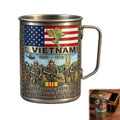 Vietnam Veteran Honor Coffee Mug - 1955-1975 Service Tribute, Veterans Service Honor Sacrifice 15 OZ Antique Stainless Steel Mug, Suitable for Coffee, Tea, or Exhibits, Gifts for Vietnam Veteran (B)