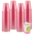 100 Pack 2 oz Clear Disposable Plastic Shot glasses, Mini Disposable Shot Cups for Mother's Day, Birthdays, Weddings, BBQs, Picnics & Daily Use(Pink)