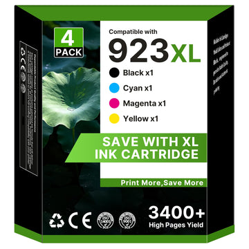 923XL 923 8130e Ink Cartridges Combo Pack Replacement for HP 923XL 923e 923 Ink Cartridges for HP Printers OfficeJet Pro 8130e 8135e 8138e 8139e 9130 8122e 8120 8124e 8125e 8132e, B/C/M/Y with Chip
