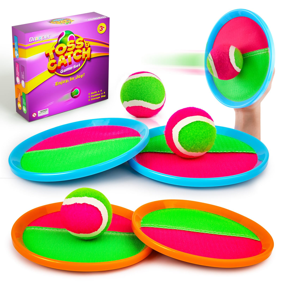 Toss and Catch Ball Game Set - Outdoor & Indoor Sports Toys for Kids - Outside Games for Yard, Lawn, Camping, Beach, Pool - Classic Sticky Paddle Ball Toy for 3 4 5 6 7 8-12 Year Old Boys Girls Gifts
