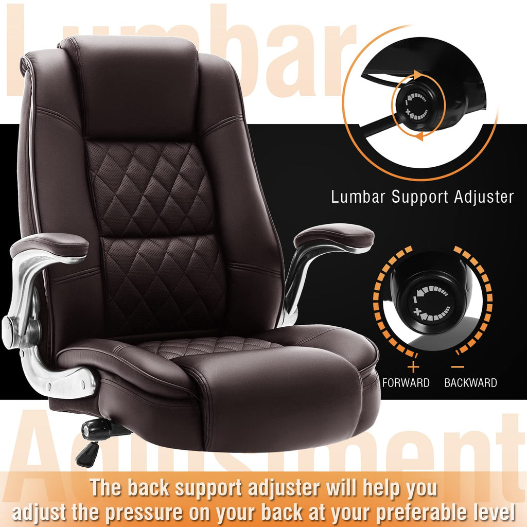 High Back Office Chair, Ergonomic Executive Computer Desk Chair, 31 inches x 28 inches x 48.8 inches, Brown