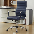 Seanail Office Desk Chair Leather, Conference Room Chairs with Wheels, Modern Executive Computer Guest Chairs with Arms., Navy Blue