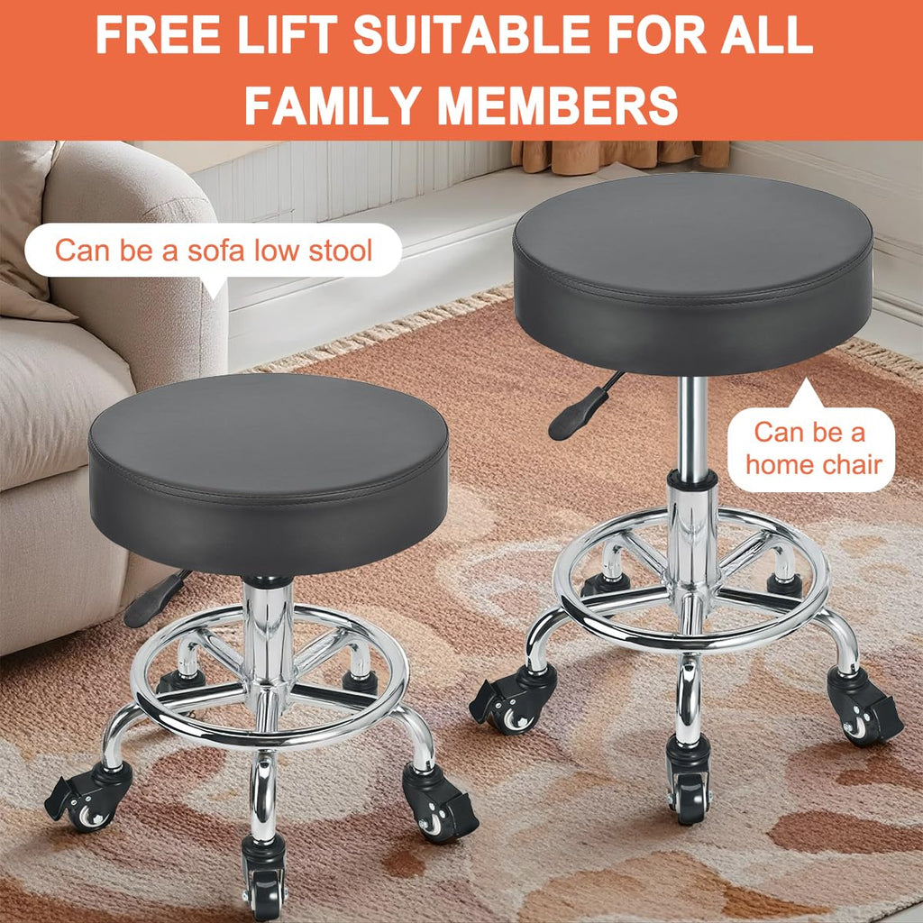 Jostzhxin Low Height Rolling Stool Height Adjustable Low Roller Seat, Swivel Small Chair Mechanic Stool, Short Stools for Home Office Garage