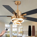Dawn Whisper 52" Ceiling Fan with Light Gold Chandelier Fan DC Motor Dimmable LED Modern Ceiling Fan with Light for Bedroom Living Room