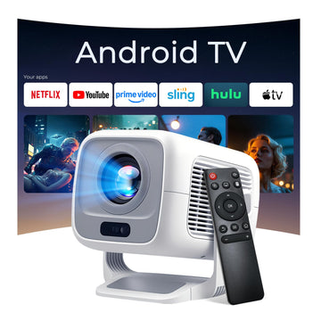 4K Support Native 1080P Smart Projector, 600 ANSI, Android TV, HiFi Speaker | Portable Projector with WiFi and Bluetooth, Auto Focus & Keystone, HDR10, 0.8:1 Short Throw, 270° Rotating Stand Proyector X3