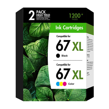 67 67xl Ink Cartridges Black/Color Combo Pack 2800e 2755e Compatible for HP67 XL for HP Deskjet 2800e 6055e 2855e 2755e 6000 4255e 2700 4155e 2827e 2700e 6400 6458 6458e Printer (1 Black,1 Tri-Color)