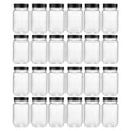 novelinks 16 oz Clear Plastic Jars with Lids, Refillable 16oz Mason Jars with Lids & Storage Containers for Kitchen & Household Use (24 Pack,Black)