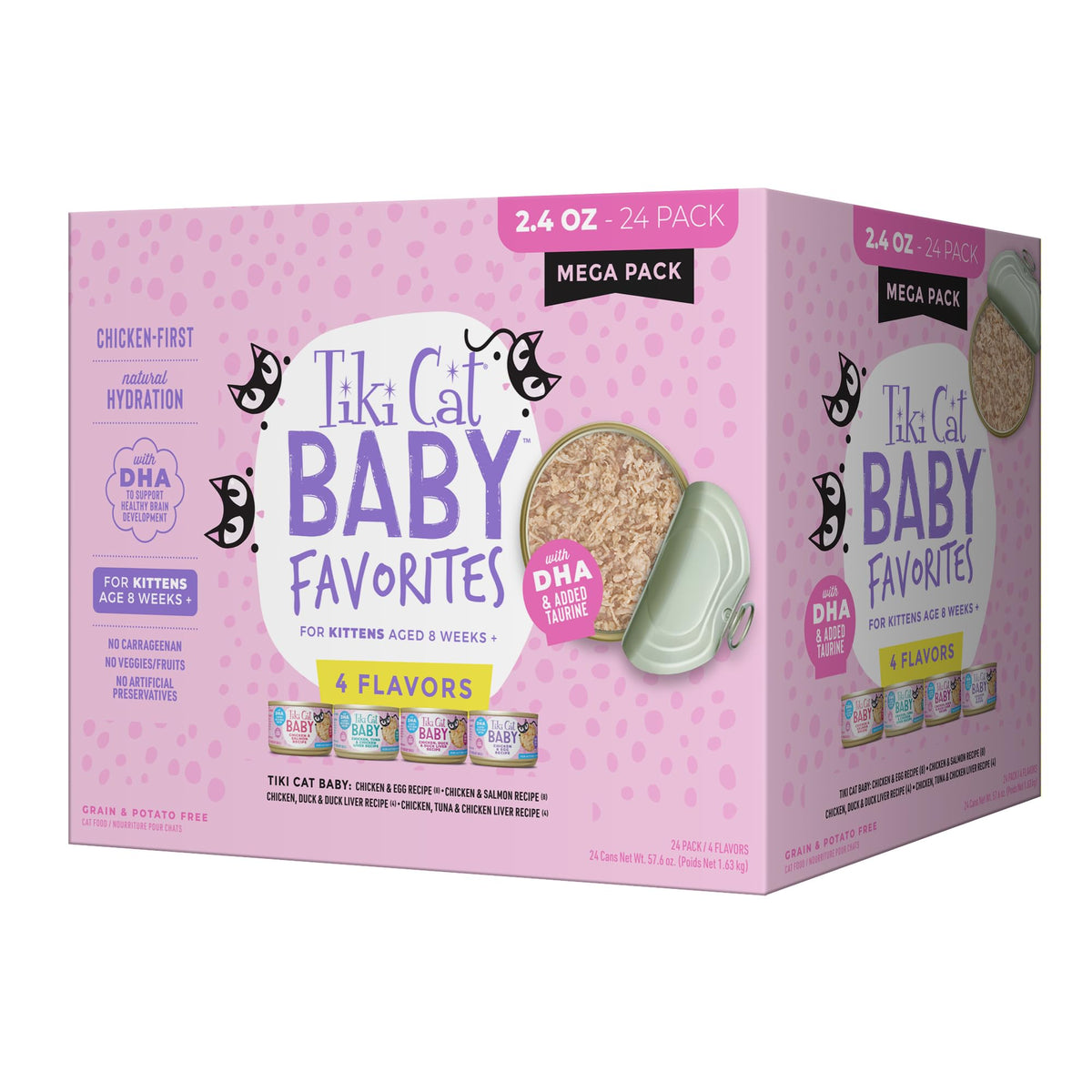 Tiki Cat Baby Whole Foods Wet Cat Food for Kittens Mega Pack, 2.4 oz. Cans (24 Count)