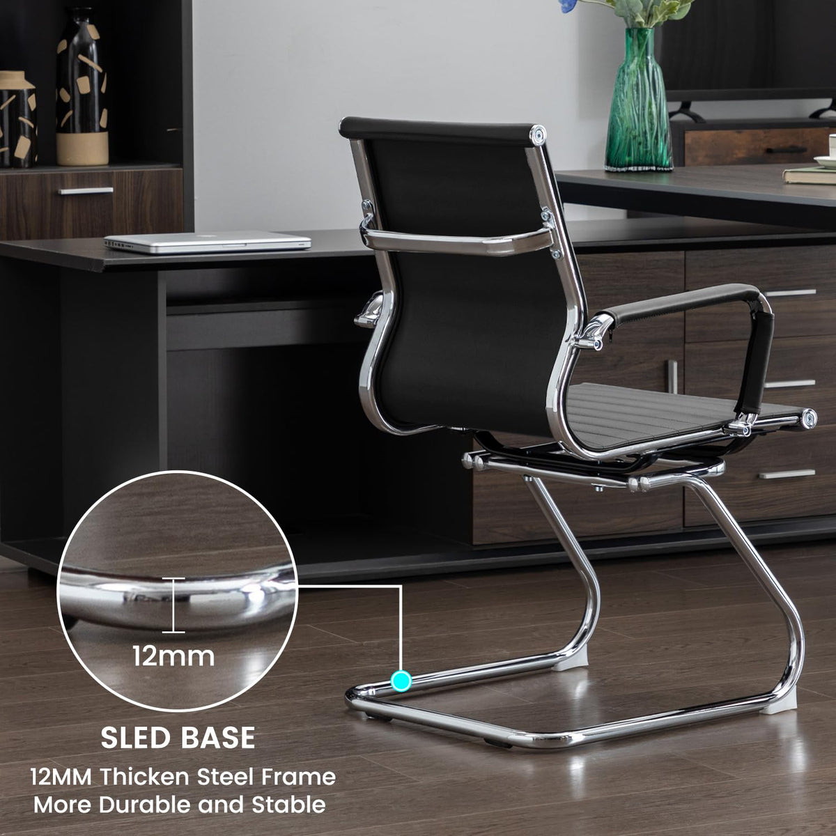 Boiskom Office Guest Reception Chair Set of 4, Conference Room Chairs Waiting Room Chairs 4 Pack, Modern Leather Office Desk Chair No