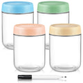 16 Oz Overnight Oats Containers with Lids - 4 Pack Glass Storage Jars with Airtight Lids Wide Mouth Mason Food Jars Great for Meal Prep Salad Chia Pudding Snacks Yogurt Sugar Spice Cereal