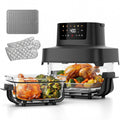 Glass Air Fryer Non Toxic, 6.3QT & 4.4QT Air Fryer with Dual Glass Baskets with Lids, 8-in-1 Portable Air Fryers Cristal, PFOA & PFAS-Free, Dishwasher Safe, Ideal Kitchen Gift