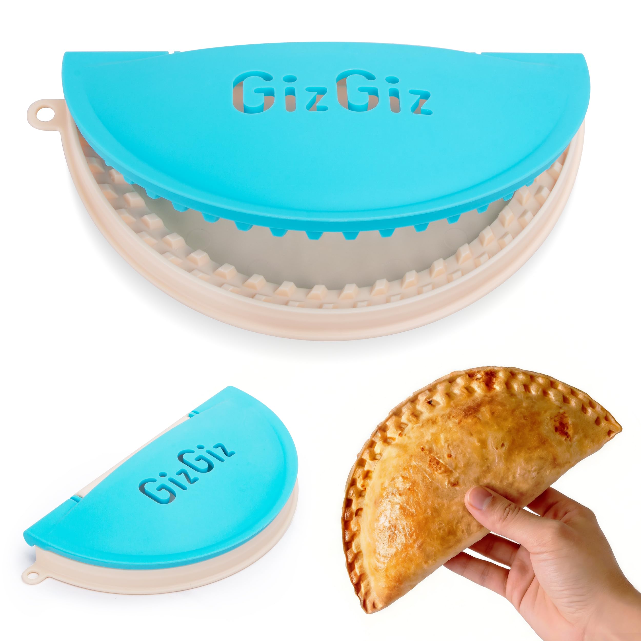 GizGiz Double-Serrated Tortilla Sealer, Empanada Maker Press, Tortilla Crimper for 8 Inch Tacos, Burrito Tortilla & Quesadilla, BPA-Free, Dishwasher Safe, Blue