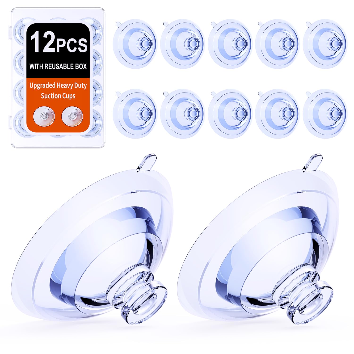 12Pcs 2.05 Inch Heavy Duty Suction Cups, Replacement for Kitchen Sponge Holder, Sink Caddy & Bathroom Organizer (2.05")