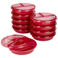 GoodCook Meal Prep Containers Set Microwave & Dishwasher-Safe Round Food Organizers with Labeled Compartments BPA-Free Food Storage Set with Snap Shut Lids Portion Control, 10-Pieces, Red