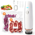 '-80kPa Compact Vacuum Sealer for Food (Vacuum Sealer Machine + 30 Reusable Bags), 1200mAh Rechargeable Handheld Vacuum Sealer Machine Portable Mini Food Sealer for Sous Vide & Meal Prep-White