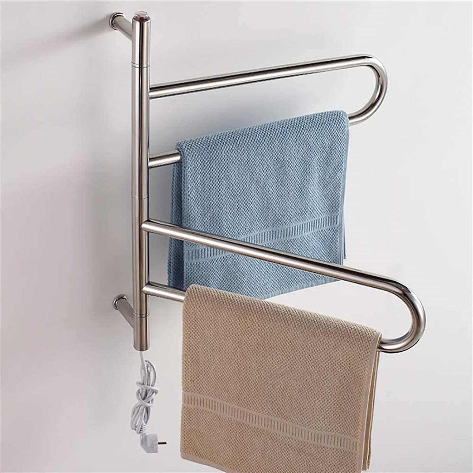 Heated Towel Rail Rails Towel Warmer,Energy Efficient Electric Plug in Heated Towel Rack,4-Bar Wall Mounted Towel Warmer and Drying Rack for Bathroom Home 304 Stainless Steel,hardw