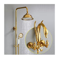 Rain Shower System, Gold Bathroom Shower Faucet Set 3 Functions Shower Fixtures Brass Shower Kit with Valve and Rain Shower Head and Handheld Shower Head