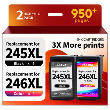 245XL 246XL combo pack Replacement for Canon 245XL Black Ink and 246XL Ink Cartridge PG-245 CL-246 for Pixma MX490 MG2522 MX492 TR4520 TS202 TS3322 TS3122 for Cannon 245 & 246 Printer ink (2 Pack)