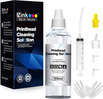 E-Z Ink Printer Cleaning Kit Inkjet Printers, Printer Cleaning Kit for Epson/HP/Canon/Brother, Printer Head Cleaning kit for Epson/HP/Canon/Brother Inkjet Printers, Printhead Cleaning Solution, 100ML