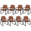 Clatina Waiting Room Guest Chair with Bonded Leather Padded Arm Rest for Office Reception and Conference Desk Black with Sled Base Brown 8 Pack