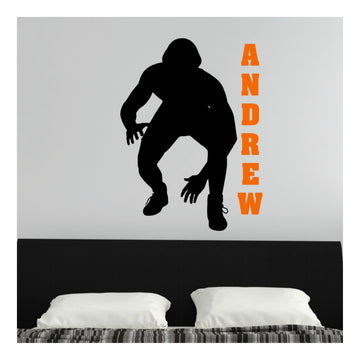 Personalized Boy Wrestler Wall Decal with Name, Wrestling Bedroom Decor