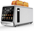 Keenstone 4 Slice Touch Screen Toasters with Wide Slot, 1400W Stainless Steel Smart Toaster for Bagels, Waffles, Muffin - Timer, Defrost, Reheat & Memory Function, Family Breakfast Toaster