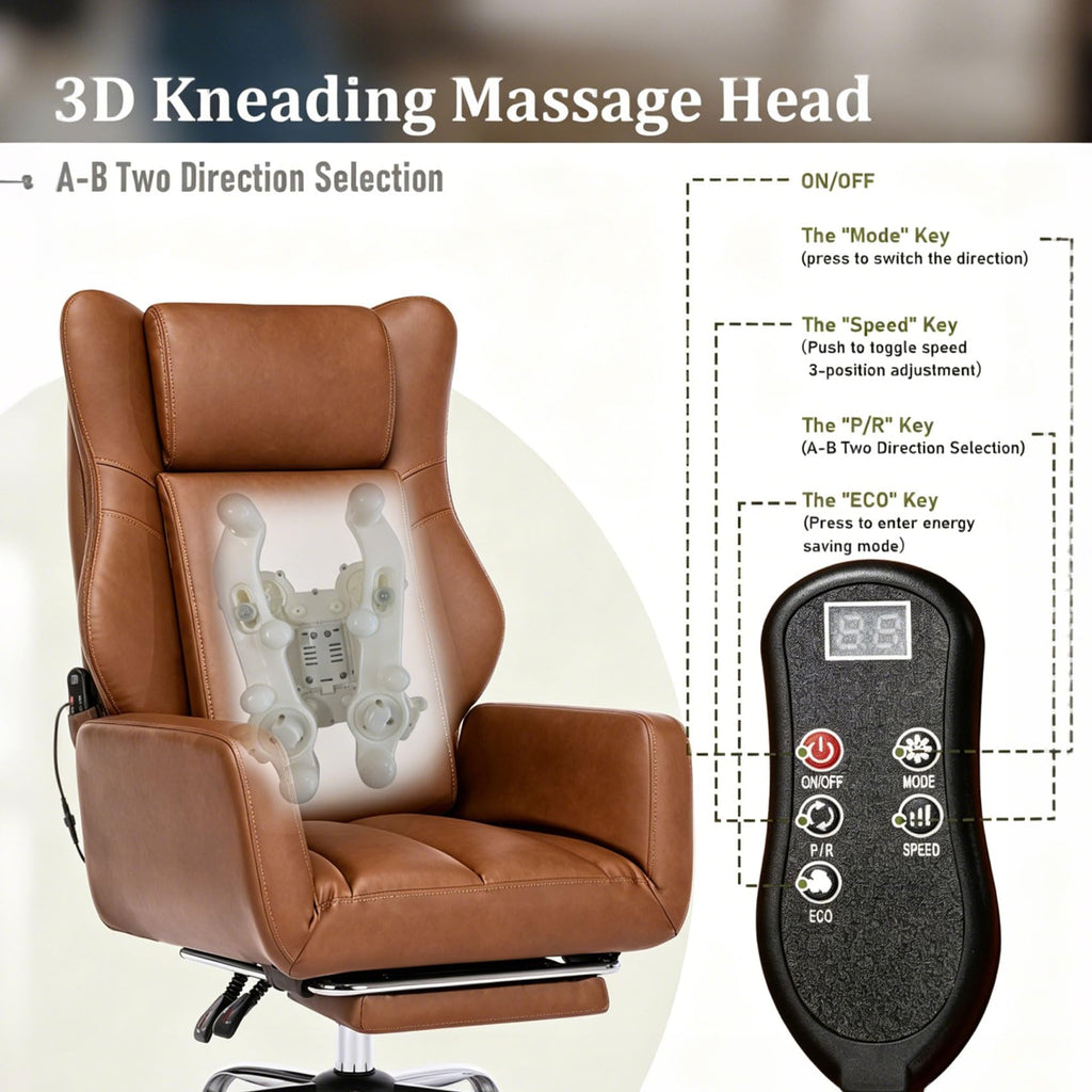 Dyhome Kneading Massage Office Chair Flip-up Armrest for Home/office, Mix Brown
