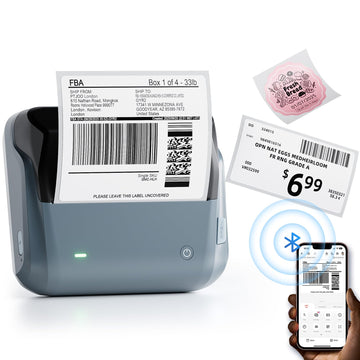 NIIMBOT 4 Inch Portable Thermal Label Maker, B4 Shipping Label Printer,Blue | Bluetooth Label Printer for Shipping Packages, Small Business, Home, Office,2000mAh, Come with 1 Roll 4'' x6'' Label