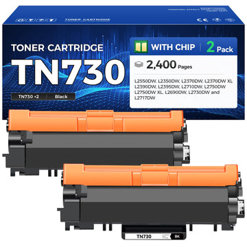 TN730 Toner Cartridge Black 2-Pack Printer Replacement Compatible for Brother TN-730 TN760 TN-760 MFC-L2710DW MFC-L2750DW DCP-L2550DW HL-L2350DW HL-L2395DW HL-L2370DW HL-L2390DW MFC-L2690DW HL-L2325DW