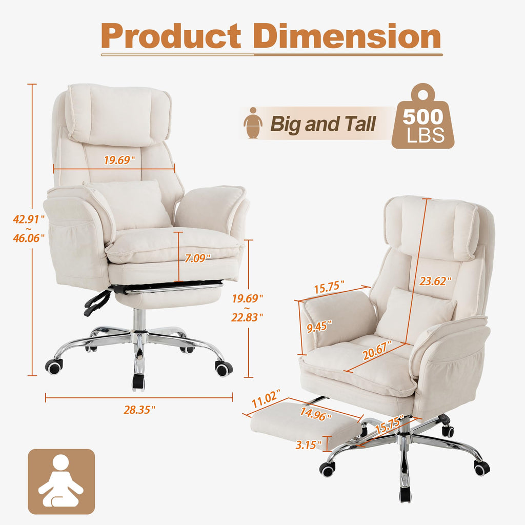 Bowthy Office Chair with Flip Armrests & Foot Rest,criss Cross Legged Home Office Desk Chair with Pet Seat,ergonomic Reclining Computer Gaming