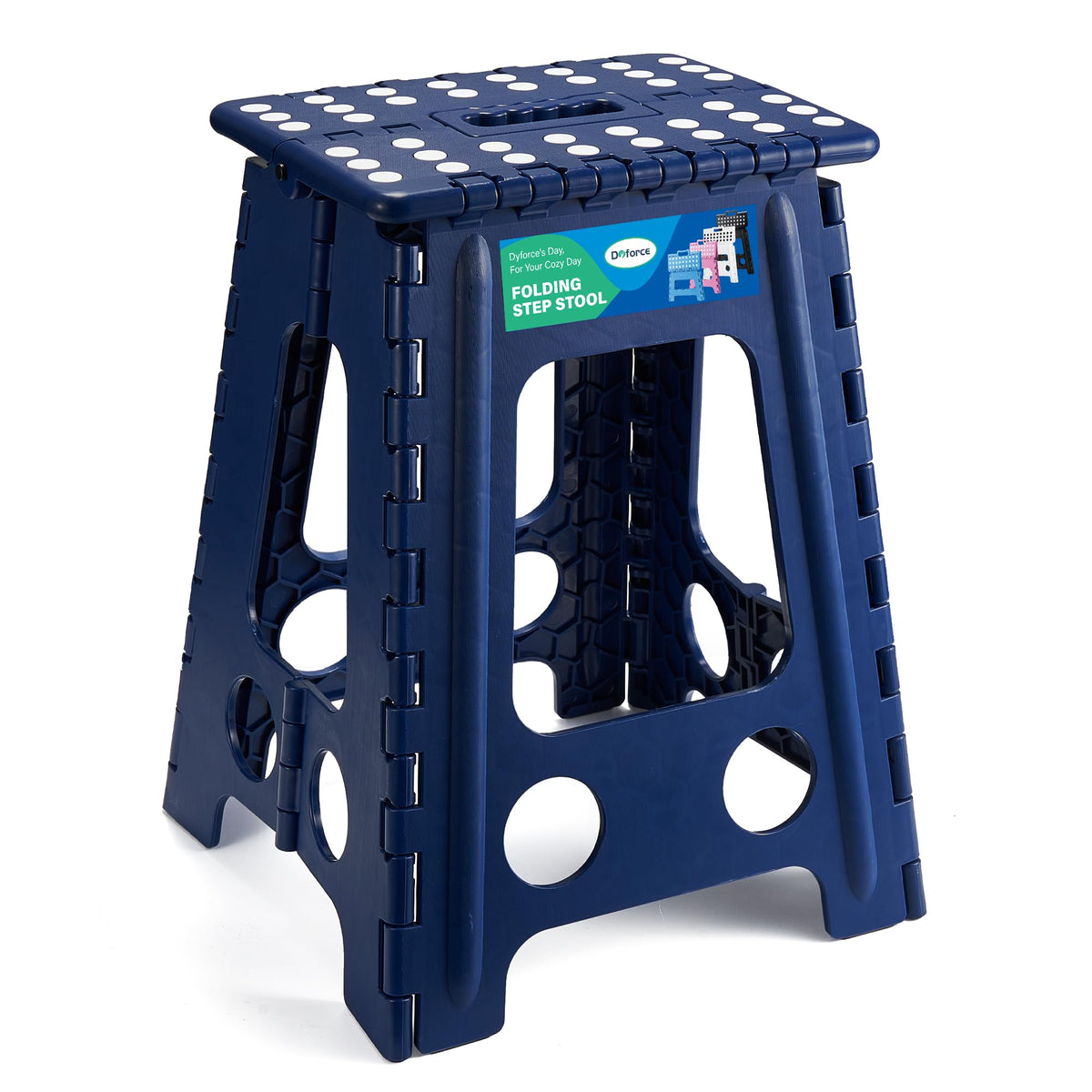 Dyforce Folding Step Stool 17.5 Inch,400lbs Foldable Step Stool for Adults, 17.5inch, Royal Blue