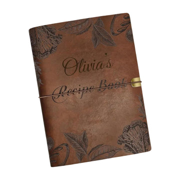 Personalized Custom Engraved Leather Recipe Book Album - Custom Engraved Blank DIY Family Cookbook Journal Binder, A5 Refillable 3-Ring Organizer, Unique Kitchen Gift for Women, Moms, Brides & Foodies