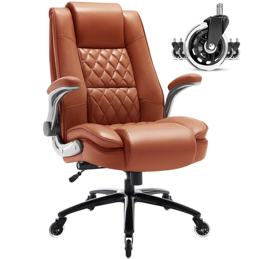 High Back Office Chair, Ergonomic Executive Computer Desk Chair, Large, Gold Brown