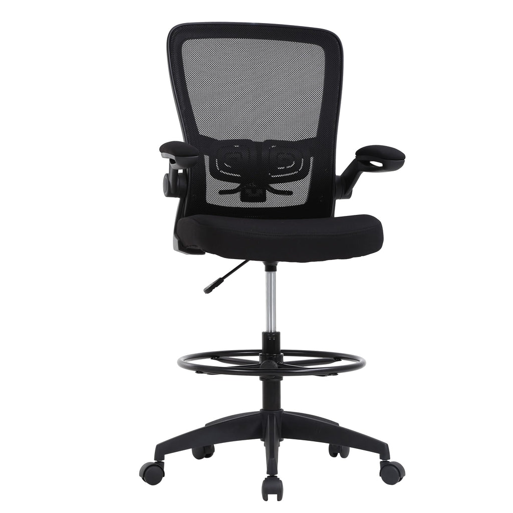 Bestoffice Drafting Chair Tall Office Chair Adjustable Height with Lumbar Support Flip Up Arms Footrest Mid Back Task Mesh Desk Chair Computer