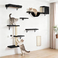 Cat Wall Shelves, Stable & Safe 6 in 1 Cat Furniture Set Black, for Cats to Climb, Hide, Lounge, and Scratch