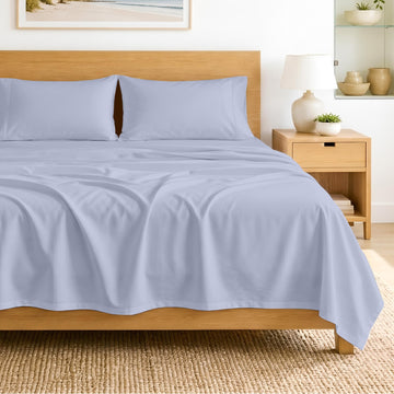 SGI bedding 100% Egyptian Cotton Sheets Twin XL Size – 600 Thread Count Sheets Set, Soft, Cooling, 15" Deep Pocket, Luxury Hotel Bedding, Breathable, Durable - Cornflower Blue