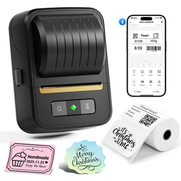 Label Maker Machine with Tape, Bluetooth Thermal Label Printer for Small Business, Address, Barcode, Logo, Clothing Label Makers for Office Home School Organization