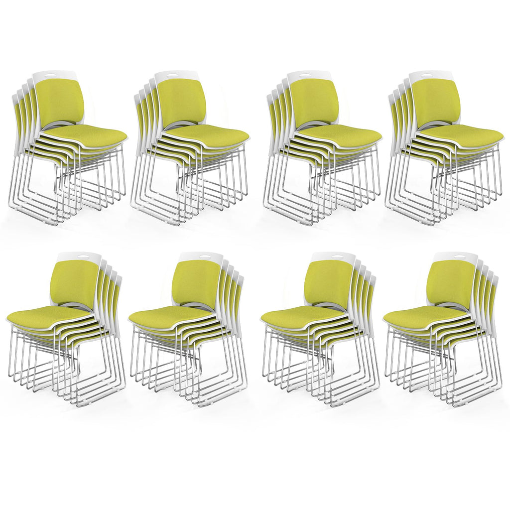 Vingli Stackable Plastic Mesh Padded Chairs for Office Set of 40, Green, 40 Pack