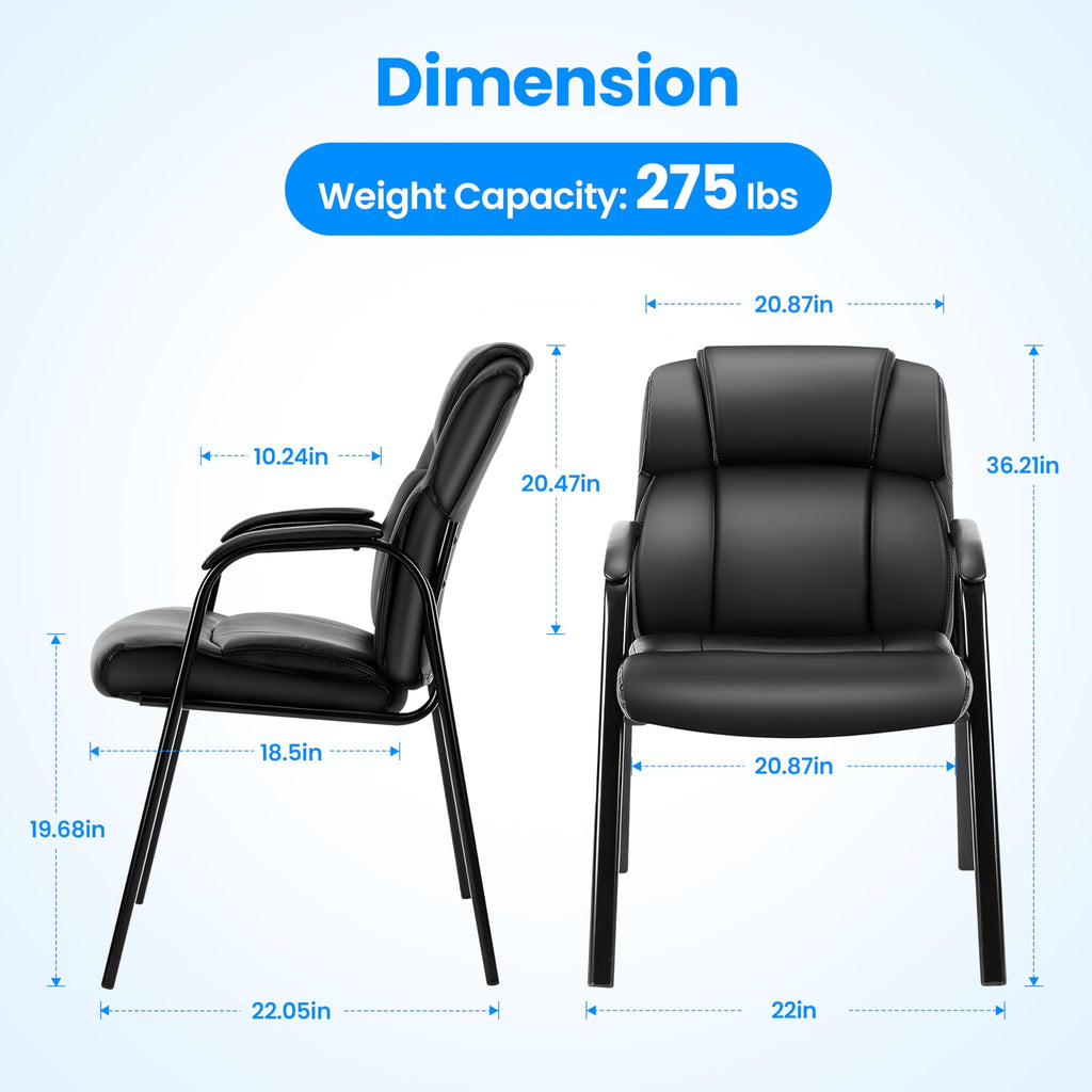 Simple Deluxe 2 Pack Stationary Guest Chairs, No Wheels Waiting Room Chairs with Padded Armrests, Reception Seating for Conference, Meeting,